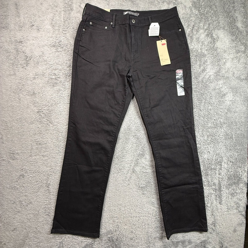 Levi's 505 Straight Leg Jeans NEW Women 14 Black Cotton Blend Denim Classic Fit